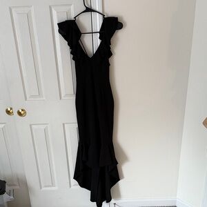 Hello Molly Black Ruffle High-Low Maxi Dress